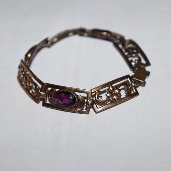 symmetalic sterling 14k and dark amethyst bracelet 7.5" - Picture 5 of 7